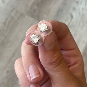Faux diamond silver stud earrings